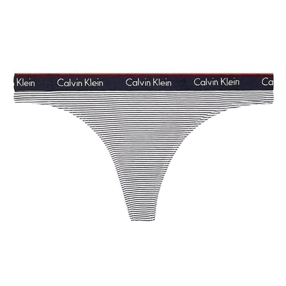 Calvin Klein Women's Blue & White Striped Low-Rise Thongs Panty Size Medium
